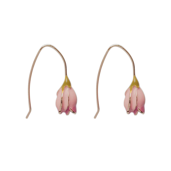 2019 New Retro Sweet Tulips Flower Alloy Dangle Earrings Temperamental Joker Simple Long Drop Earring Bijoux Accessory Wholesale