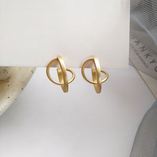 S925 silver needle creative three-dimensional metal earrings simple geometric earrings cold style temperament intellectual earrings
