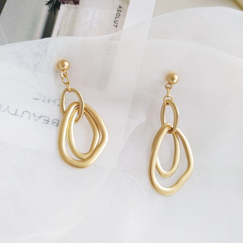 S925 silver pin European and American earrings irregular wild earrings metal fashion simple personality without pierced ear clips