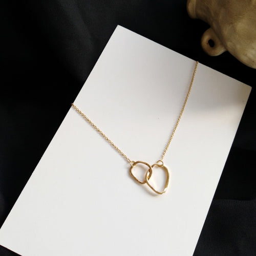 Cold wind creative irregular necklace simple geometric double ring girlfriends clavicle chain Korean niche necklace female