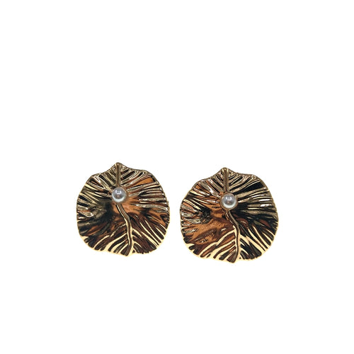 European and American models Qingdao jewelry earrings personality temperament retro fashion net red tide people lotus leaf earrings earrings female