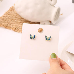 20 PCS/LOT MiFaViPa S925 Silver Needle Super Fairy Green Butterfly Earrings Studs Korean Style Simple Retro Hong Kong Stud Earrings Female Earrings