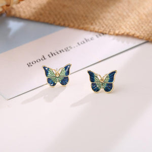 20 PCS/LOT MiFaViPa S925 Silver Needle Super Fairy Green Butterfly Earrings Studs Korean Style Simple Retro Hong Kong Stud Earrings Female Earrings