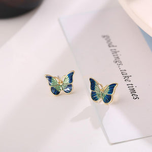 20 PCS/LOT MiFaViPa S925 Silver Needle Super Fairy Green Butterfly Earrings Studs Korean Style Simple Retro Hong Kong Stud Earrings Female Earrings