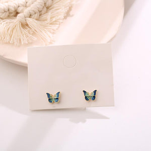 20 PCS/LOT MiFaViPa S925 Silver Needle Super Fairy Green Butterfly Earrings Studs Korean Style Simple Retro Hong Kong Stud Earrings Female Earrings