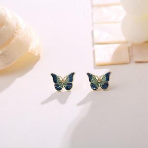 20 PCS/LOT MiFaViPa S925 Silver Needle Super Fairy Green Butterfly Earrings Studs Korean Style Simple Retro Hong Kong Stud Earrings Female Earrings