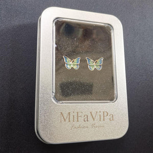 20 PCS/LOT MiFaViPa S925 Silver Needle Super Fairy Green Butterfly Earrings Studs Korean Style Simple Retro Hong Kong Stud Earrings Female Earrings