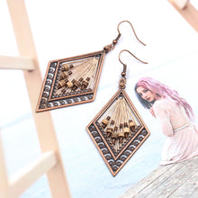Load image into Gallery viewer, Bohemian ethnic style jewelry colorful retro exaggerated diamond earrings hand-woven rice pearl earrings