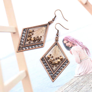 Bohemian ethnic style jewelry colorful retro exaggerated diamond earrings hand-woven rice pearl earrings