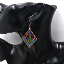 Load image into Gallery viewer, European and American fashion bohemian hollow diamond earrings colorful thread hand-made long earrings
