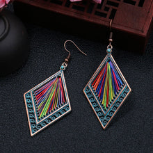Load image into Gallery viewer, European and American fashion bohemian hollow diamond earrings colorful thread hand-made long earrings