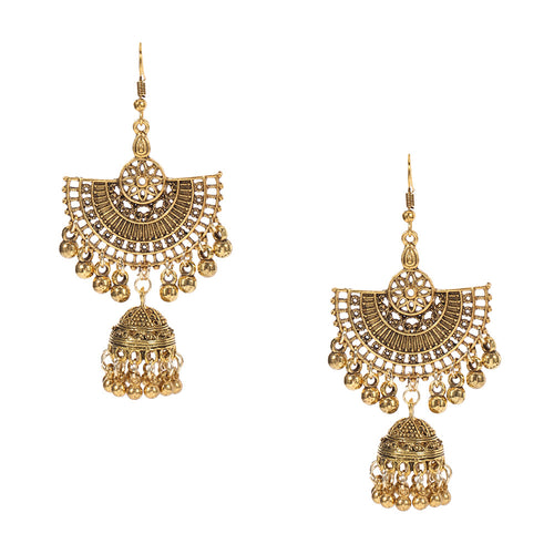 European and American new national style semicircular hollow earrings personality exaggerated scenic shooting bird cage rice bead earrings