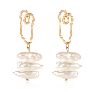 FNIO Big Simulated Pearl Earrings 2019 For Women Lover Geometric Gold Round Heart Drop Dangle Earring Korean Statement Jewelry