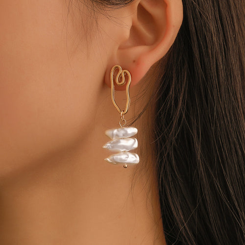 FNIO Big Simulated Pearl Earrings 2019 For Women Lover Geometric Gold Round Heart Drop Dangle Earring Korean Statement Jewelry
