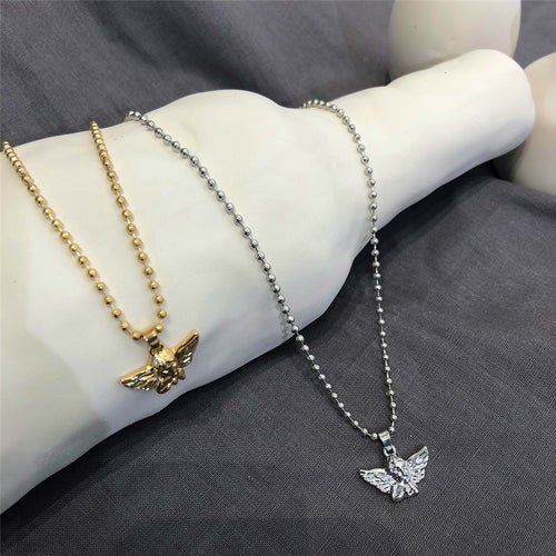 Fashion Angel Pendant Choker Necklace Eco-Friendly Material Alloy Beads Boho Chain Necklace Collier Women Jewelry