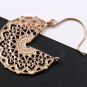 Gold color earrings bohemian statement luxury big round earring crystal acrylic handmade women geometric fringe fashion jewelry