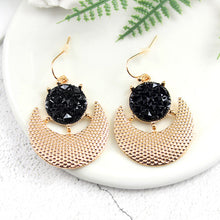Load image into Gallery viewer, Gold color earrings bohemian statement luxury big round earring crystal acrylic handmade women geometric fringe fashion jewelry