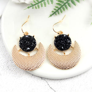 Gold color earrings bohemian statement luxury big round earring crystal acrylic handmade women geometric fringe fashion jewelry