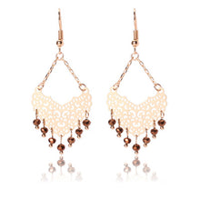 Load image into Gallery viewer, Gold color earrings bohemian statement luxury big round earring crystal acrylic handmade women geometric fringe fashion jewelry