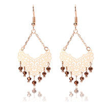 Load image into Gallery viewer, Gold color earrings bohemian statement luxury big round earring crystal acrylic handmade women geometric fringe fashion jewelry