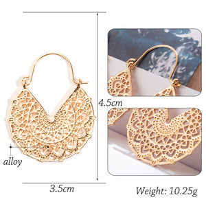 Gold color earrings bohemian statement luxury big round earring crystal acrylic handmade women geometric fringe fashion jewelry