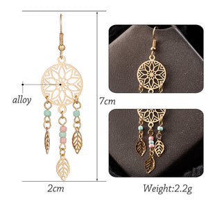 Gold color earrings bohemian statement luxury big round earring crystal acrylic handmade women geometric fringe fashion jewelry