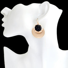 Load image into Gallery viewer, Gold color earrings bohemian statement luxury big round earring crystal acrylic handmade women geometric fringe fashion jewelry