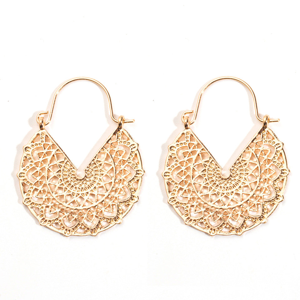 Gold color earrings bohemian statement luxury big round earring crystal acrylic handmade women geometric fringe fashion jewelry