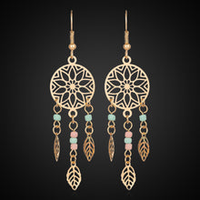 Load image into Gallery viewer, Gold color earrings bohemian statement luxury big round earring crystal acrylic handmade women geometric fringe fashion jewelry
