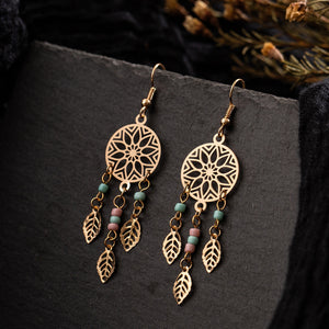 Gold color earrings bohemian statement luxury big round earring crystal acrylic handmade women geometric fringe fashion jewelry