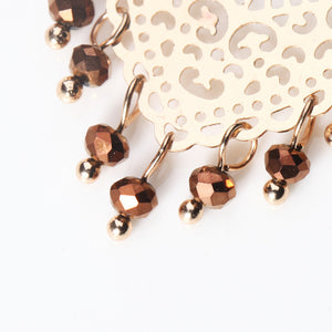 Gold color earrings bohemian statement luxury big round earring crystal acrylic handmade women geometric fringe fashion jewelry