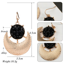 Load image into Gallery viewer, Gold color earrings bohemian statement luxury big round earring crystal acrylic handmade women geometric fringe fashion jewelry