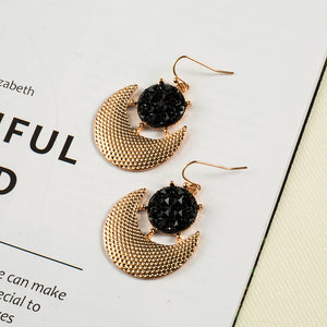 Gold color earrings bohemian statement luxury big round earring crystal acrylic handmade women geometric fringe fashion jewelry