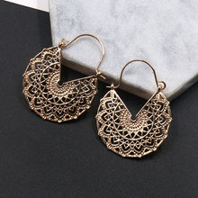 Load image into Gallery viewer, Gold color earrings bohemian statement luxury big round earring crystal acrylic handmade women geometric fringe fashion jewelry