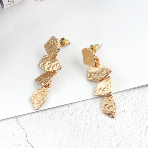 Gold color earrings bohemian statement luxury big round earring crystal acrylic handmade women geometric fringe fashion jewelry