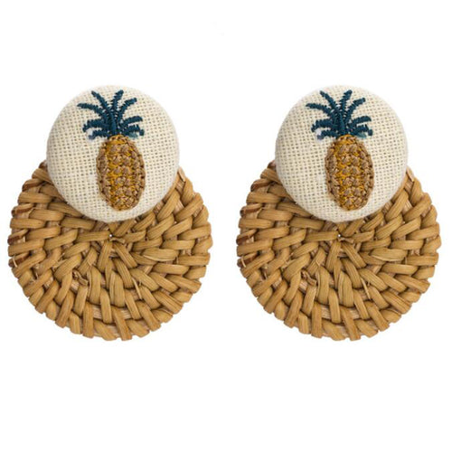 Handmade Bamboo Braid Pendent Drop Earrings New Fashion Rattan Vine Knit Long Earrings For Women Girl