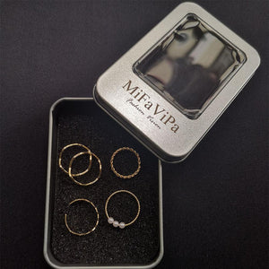20 PCS/LOT MiFaViPa 5 Pcs Fashion Rings Set for Women Jewelry Gold Round Pearl Simplicity Minimalist Style Personality Geometric Ring Wedding Party