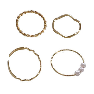 20 PCS/LOT MiFaViPa 5 Pcs Fashion Rings Set for Women Jewelry Gold Round Pearl Simplicity Minimalist Style Personality Geometric Ring Wedding Party