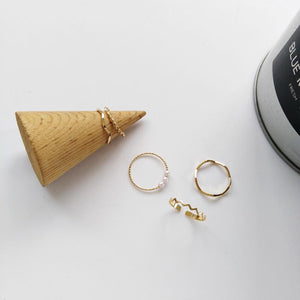 20 PCS/LOT MiFaViPa 5 Pcs Fashion Rings Set for Women Jewelry Gold Round Pearl Simplicity Minimalist Style Personality Geometric Ring Wedding Party