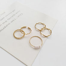 Load image into Gallery viewer, 20 PCS/LOT MiFaViPa 5 Pcs Fashion Rings Set for Women Jewelry Gold Round Pearl Simplicity Minimalist Style Personality Geometric Ring Wedding Party
