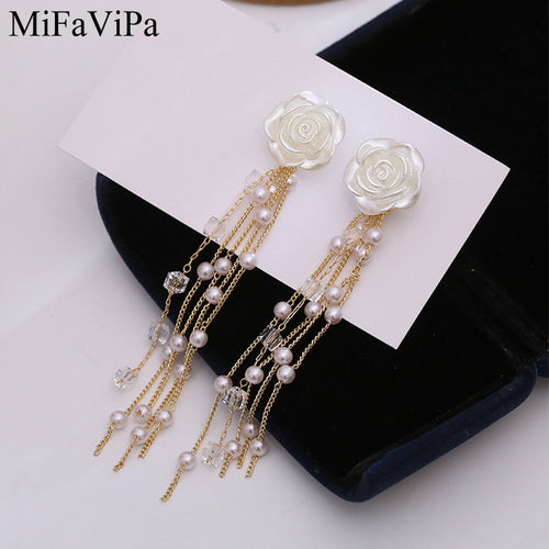 20 PCS/LOT MiFaViPa Dangle & Chandelier Beads Flower Earrings Drops Korean Style Simple Sweet Earrings Female Evening Party Dangle Earrings