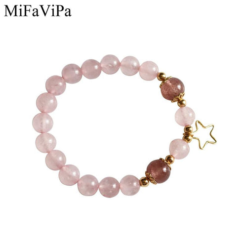 20 PCS/LOT MiFaViPa Handmade Natural Stone Star Shaped Pink Buddha Beads Bracelet Pink Zebra Stone Lotus Charm Bracelet for Women Yoga Jewelry Gifts