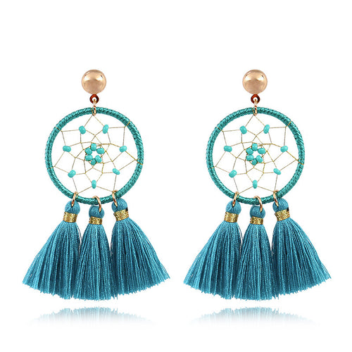 New woven dream net earrings handmade bead net tassel earrings earrings national style earrings