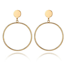 Load image into Gallery viewer, Simple fashion gold color Silver plated geometric big round Clip earrings for women fashion big hollow Ear clip jewelry