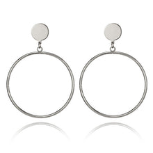 Load image into Gallery viewer, Simple fashion gold color Silver plated geometric big round Clip earrings for women fashion big hollow Ear clip jewelry