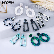 Load image into Gallery viewer, VCORM New Korean Big Acrylic Drop Earrings for Women 2019 Jewelry Fashion Resin Leopard Dangle Earrings Bohemian Preferred Gift.