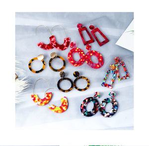 VCORM New Korean Big Acrylic Drop Earrings for Women 2019 Jewelry Fashion Resin Leopard Dangle Earrings Bohemian Preferred Gift.
