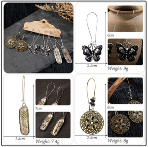 Vintage Ethnic 30 New Big Round Bronze Earrings Set For Women Bohemian Flower Shell Tassel Geometric Water Drop Earring Jewelry