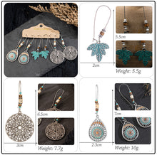 Load image into Gallery viewer, Vintage Ethnic 30 New Big Round Bronze Earrings Set For Women Bohemian Flower Shell Tassel Geometric Water Drop Earring Jewelry