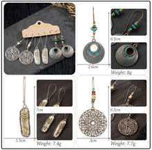 Load image into Gallery viewer, Vintage Ethnic 30 New Big Round Bronze Earrings Set For Women Bohemian Flower Shell Tassel Geometric Water Drop Earring Jewelry